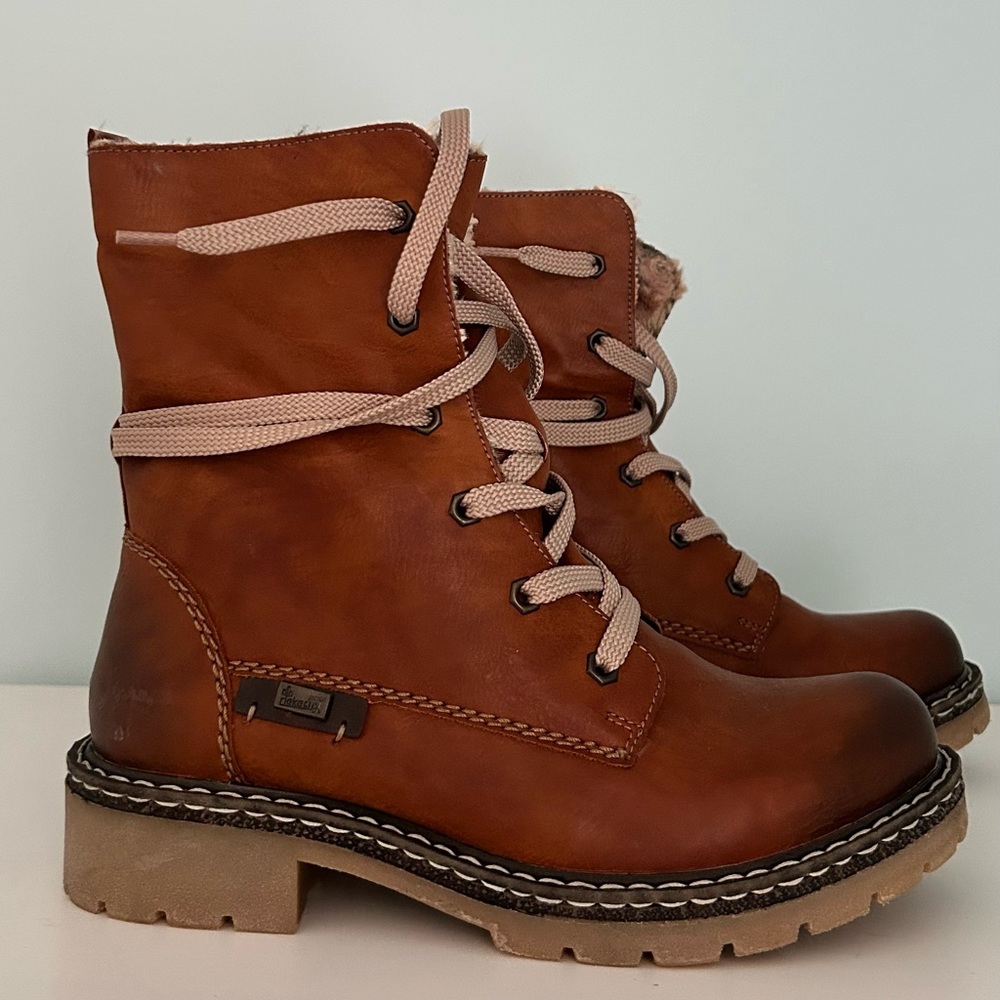 New Rieker Chestnut Brown Lace-Up Women's Boots
